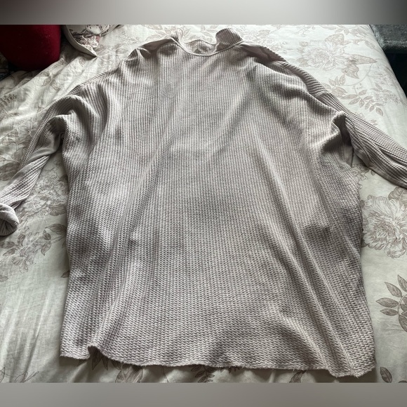 Free People One Scout Waffle Knit Shirt Jacket XS Lilac Oversized Boho Lagenlook - Picture 3 of 8